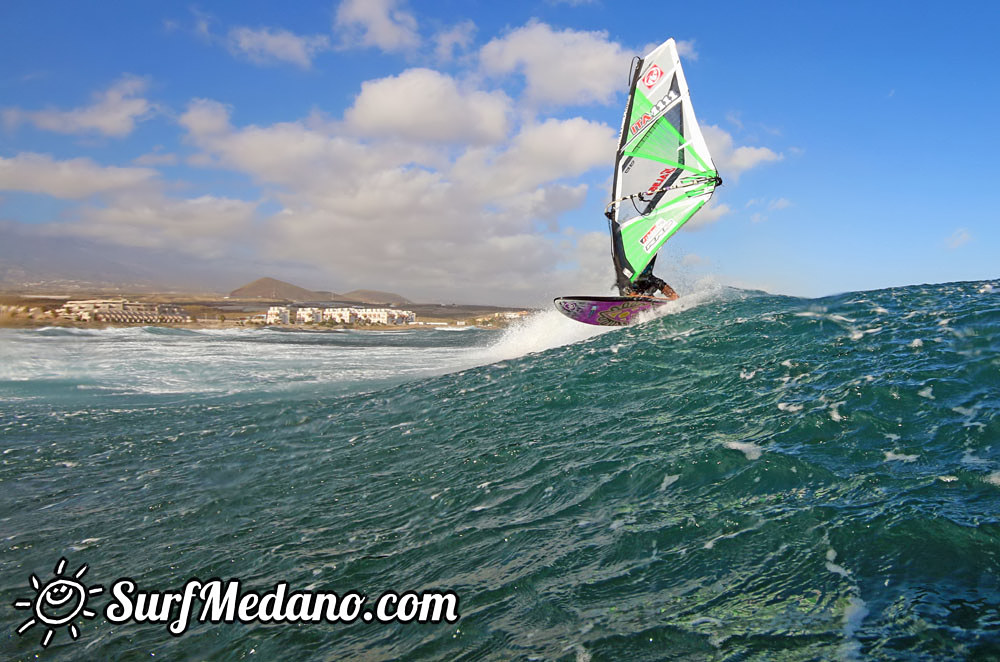 Wave windsurfing at El Cabezo in El Medano 30-01-2016 Tenerife