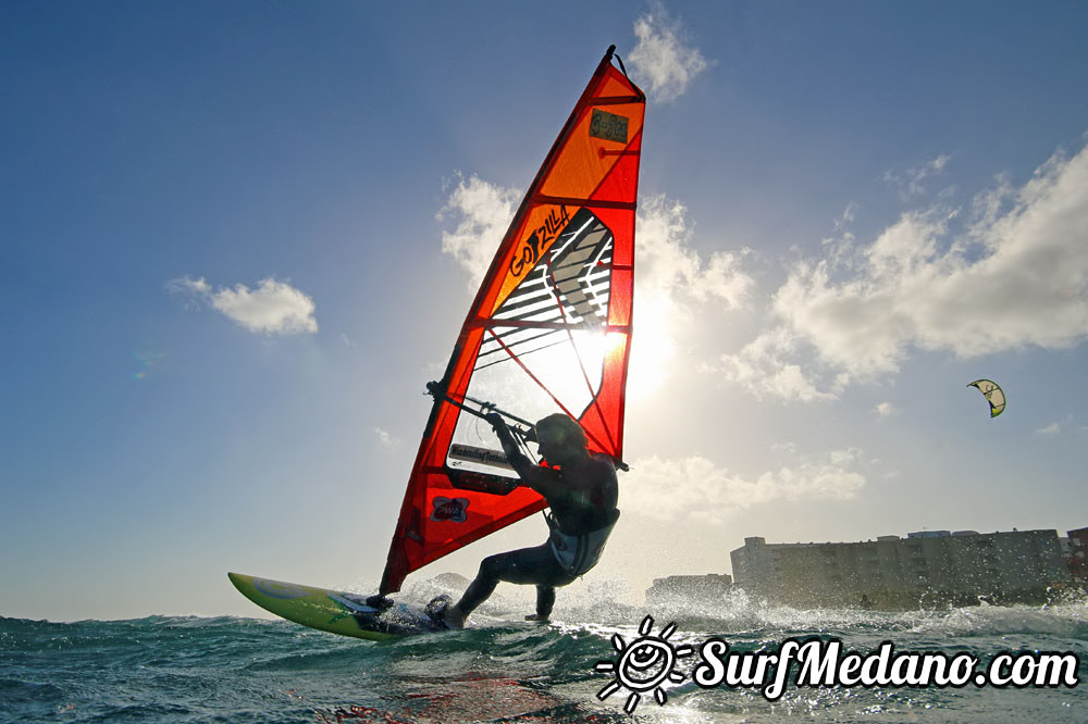 Wave windsurfing at El Cabezo in El Medano 30-01-2016 Tenerife