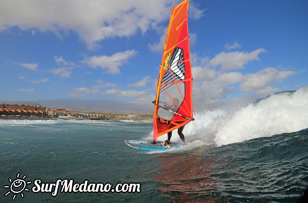 Wave windsurfing at El Cabezo in El Medano 30-01-2016 Tenerife