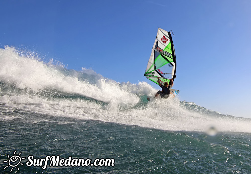 Wave windsurfing at El Cabezo in El Medano 30-01-2016 Tenerife