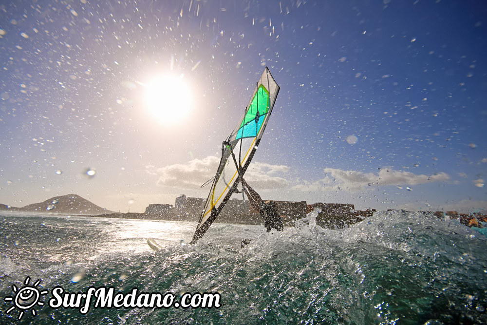 Wave windsurfing at El Cabezo in El Medano 15-02-2016 Tenerife