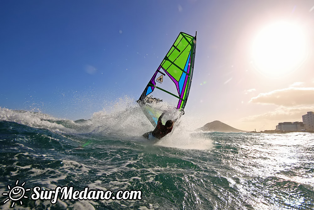 Wave windsurfing at El Cabezo in El Medano 15-02-2016 Tenerife