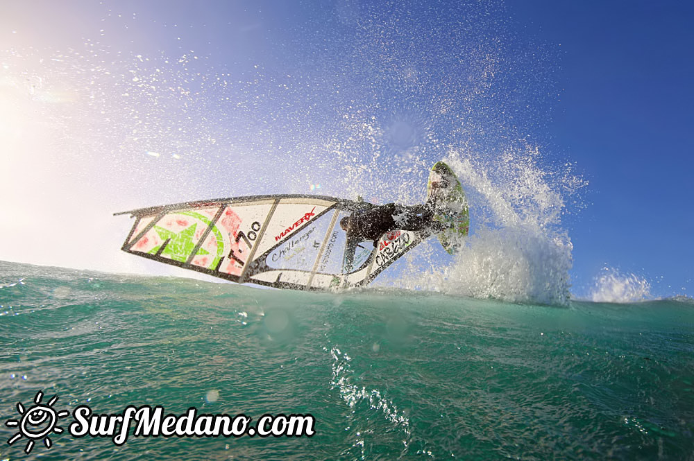 Wave windsurfing at El Cabezo in El Medano 15-02-2016 Tenerife