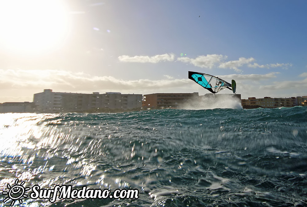 Wave windsurfing at El Cabezo in El Medano 15-02-2016 Tenerife