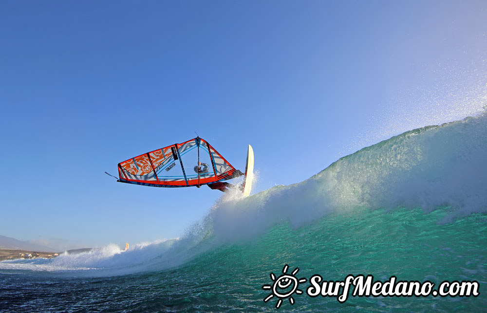 Wave windsurfing at El Cabezo in El Medano 16-02-2016 Tenerife