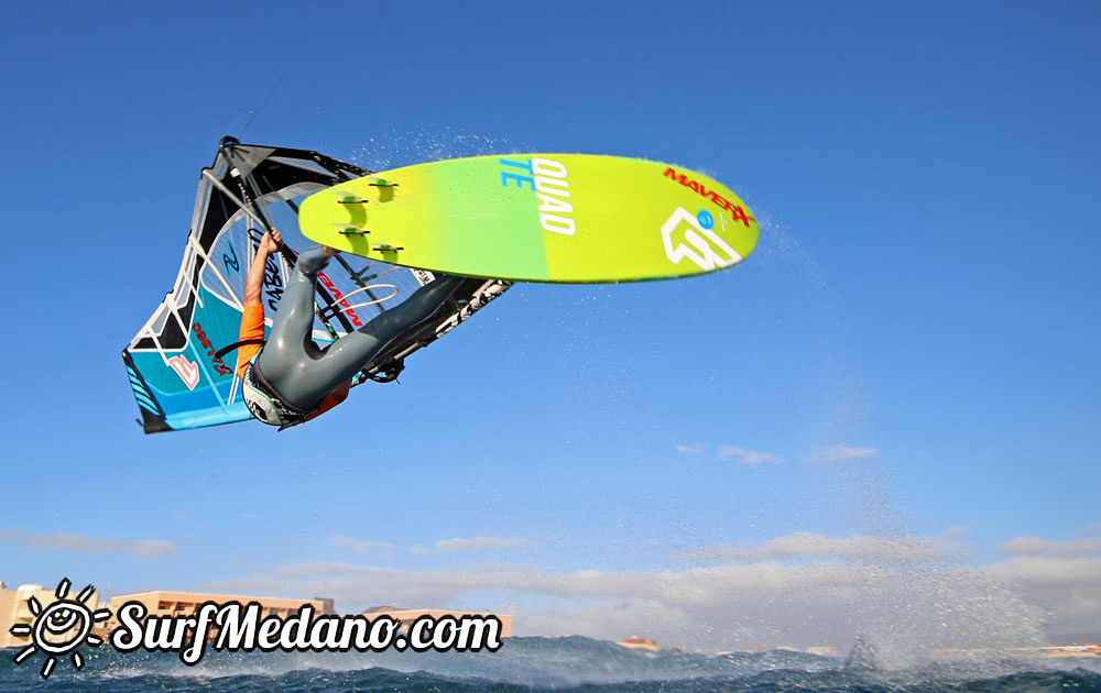 Wave windsurfing at El Cabezo in El Medano 16-02-2016 Tenerife