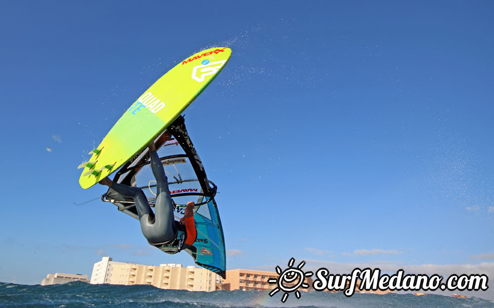 Wave windsurfing at El Cabezo in El Medano 16-02-2016 Tenerife