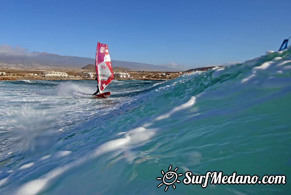 Wave windsurfing at El Cabezo in El Medano 16-02-2016 Tenerife