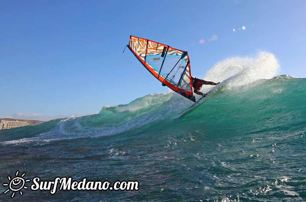 Wave windsurfing at El Cabezo in El Medano 16-02-2016 Tenerife