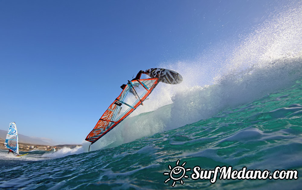 Wave windsurfing at El Cabezo in El Medano 16-02-2016 Tenerife