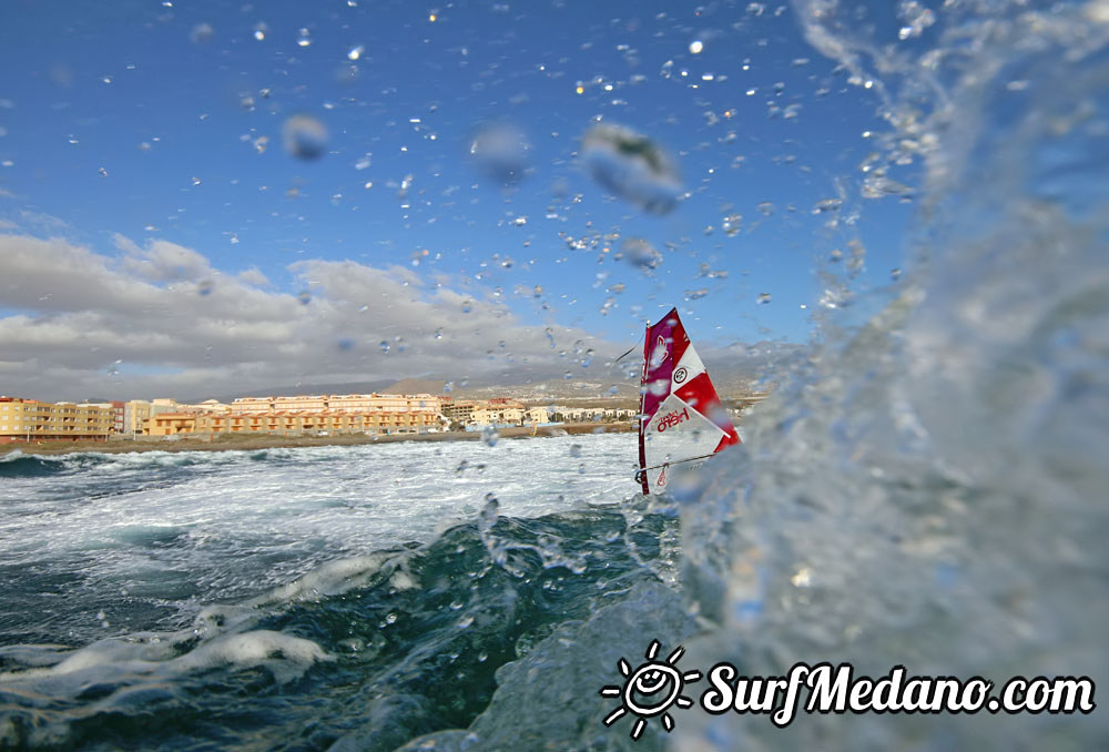Wave windsurfing at El Cabezo in El Medano 16-02-2016 Tenerife