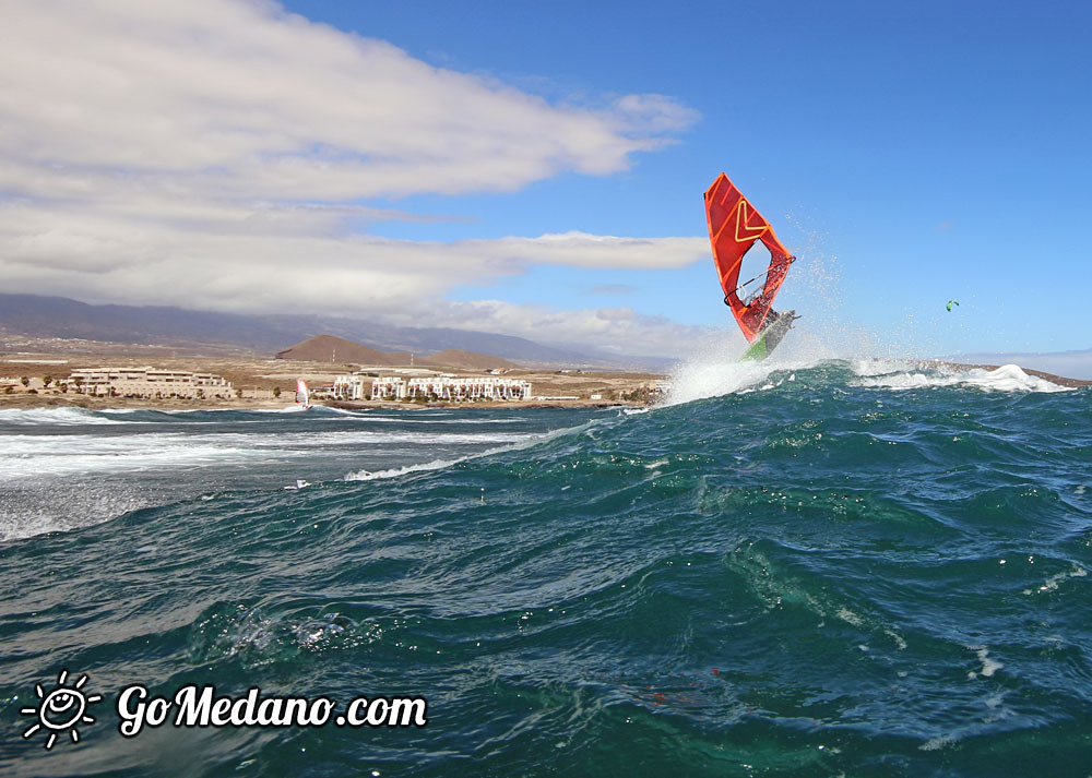 Windsurfing and kitesurfing at El Cabezo in El Medano 07-03-2016 Tenerife