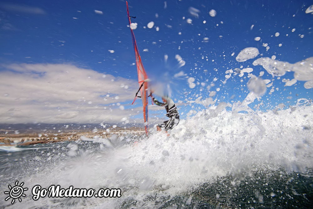 Windsurfing and kitesurfing at El Cabezo in El Medano 07-03-2016 Tenerife