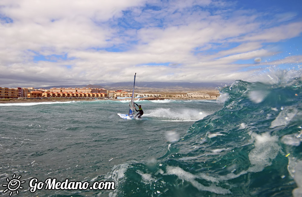 Windsurfing and kitesurfing at El Cabezo in El Medano 07-03-2016 Tenerife