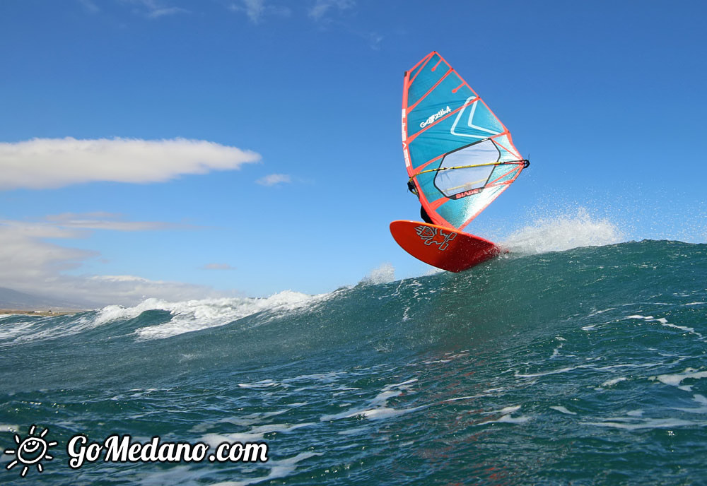 Windsurfing and kitesurfing at El Cabezo in El Medano 07-03-2016 Tenerife