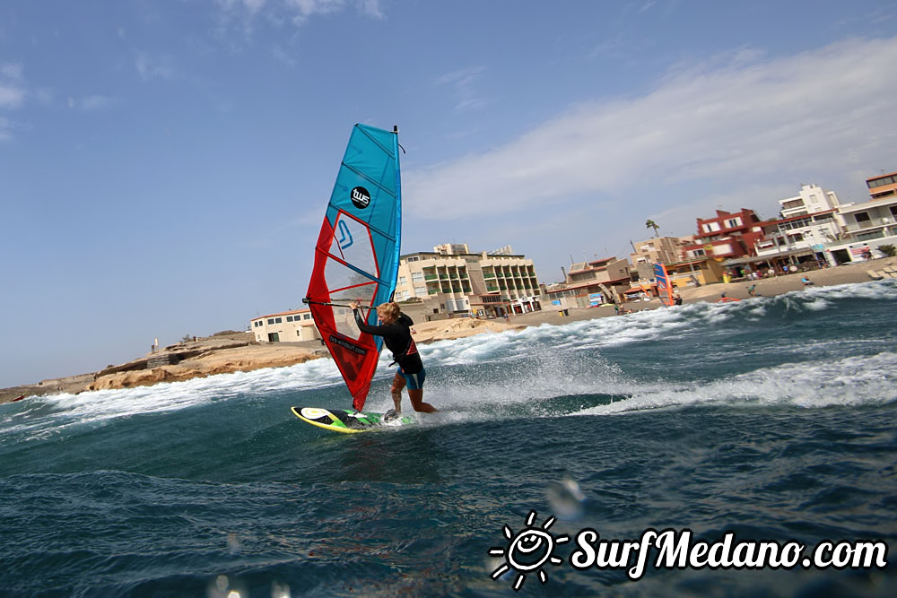 Windsurfing with 30 knots at TWS Playa Sur in El Medano Tenerife 16-09-2017 Tenerife