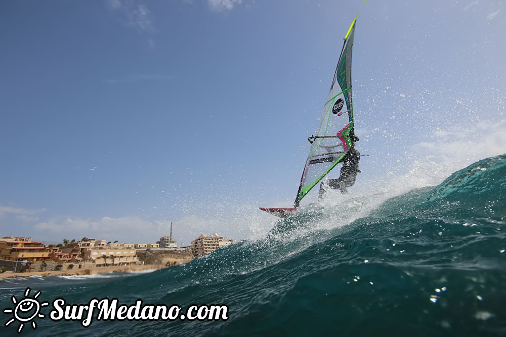 Windsurfing with 30 knots at TWS Playa Sur in El Medano Tenerife 16-09-2017 Tenerife