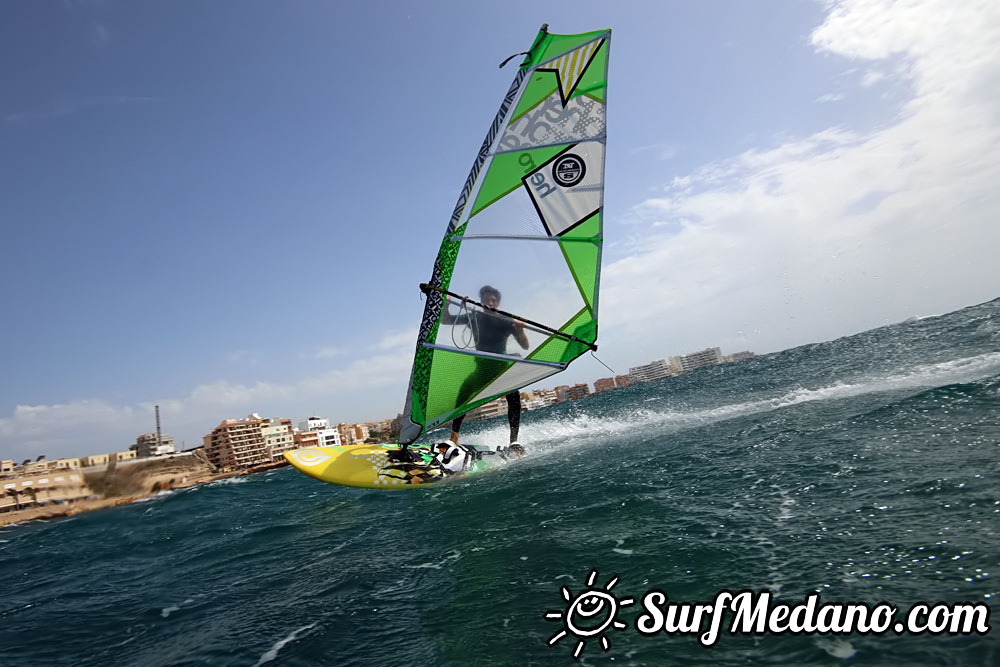 Windsurfing with 30 knots at TWS Playa Sur in El Medano Tenerife 16-09-2017 Tenerife