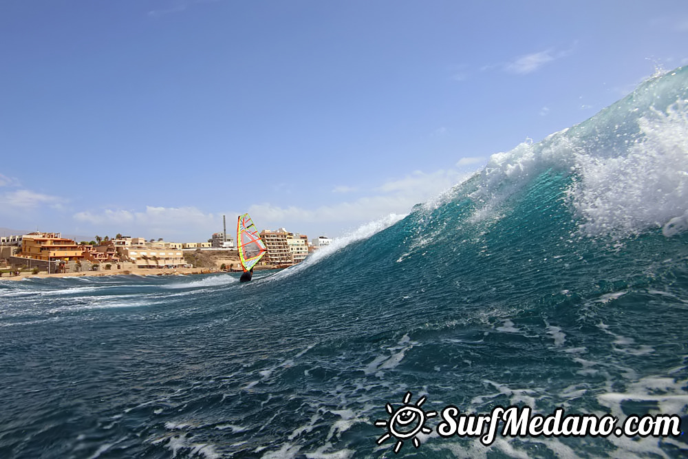 Windsurfing with 30 knots at TWS Playa Sur in El Medano Tenerife 16-09-2017 Tenerife