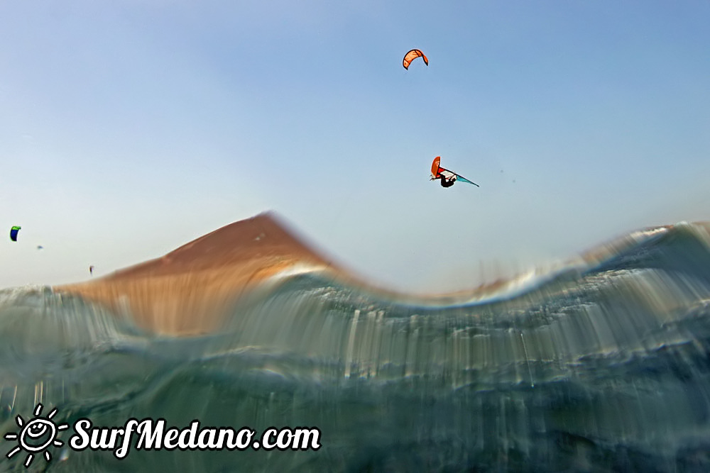 Windsurfing with 30 knots at TWS Playa Sur in El Medano Tenerife 16-09-2017 Tenerife