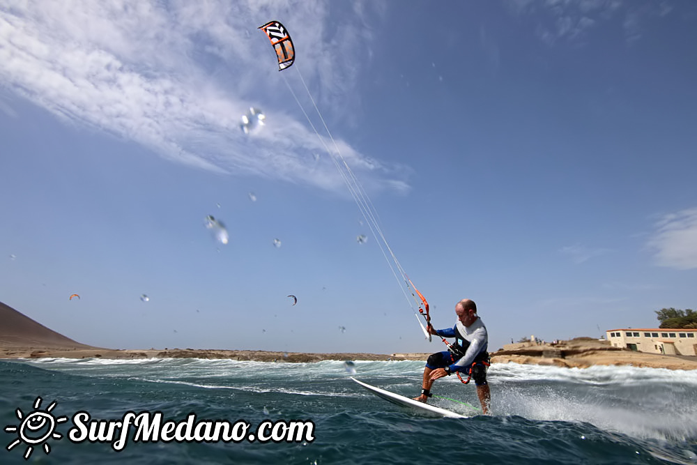 Windsurfing with 30 knots at TWS Playa Sur in El Medano Tenerife 16-09-2017 Tenerife