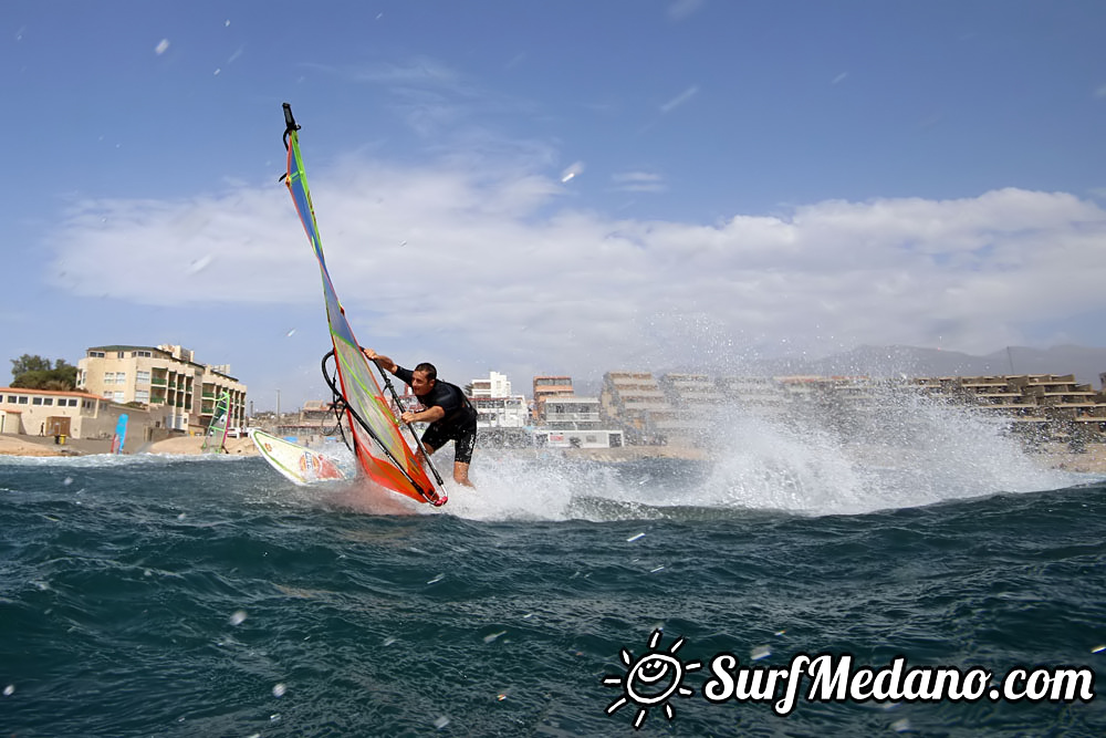 Windsurfing with 30 knots at TWS Playa Sur in El Medano Tenerife 16-09-2017 Tenerife