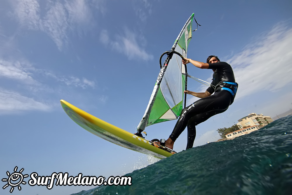 Windsurfing with 30 knots at TWS Playa Sur in El Medano Tenerife 16-09-2017 Tenerife