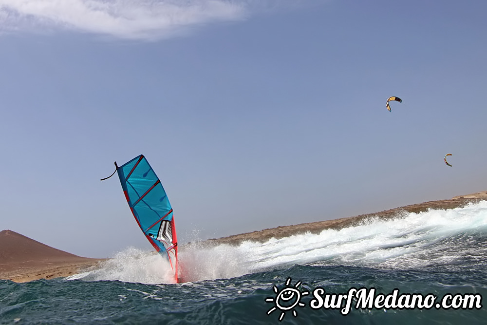 Windsurfing with 30 knots at TWS Playa Sur in El Medano Tenerife 16-09-2017 Tenerife