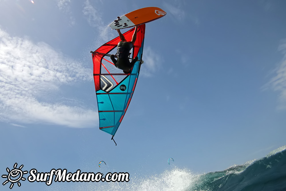 Windsurfing with 30 knots at TWS Playa Sur in El Medano Tenerife 16-09-2017 Tenerife