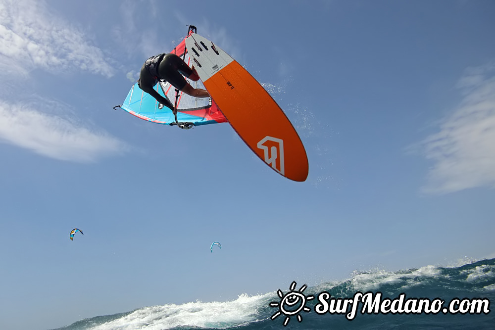 Windsurfing with 30 knots at TWS Playa Sur in El Medano Tenerife 16-09-2017 Tenerife