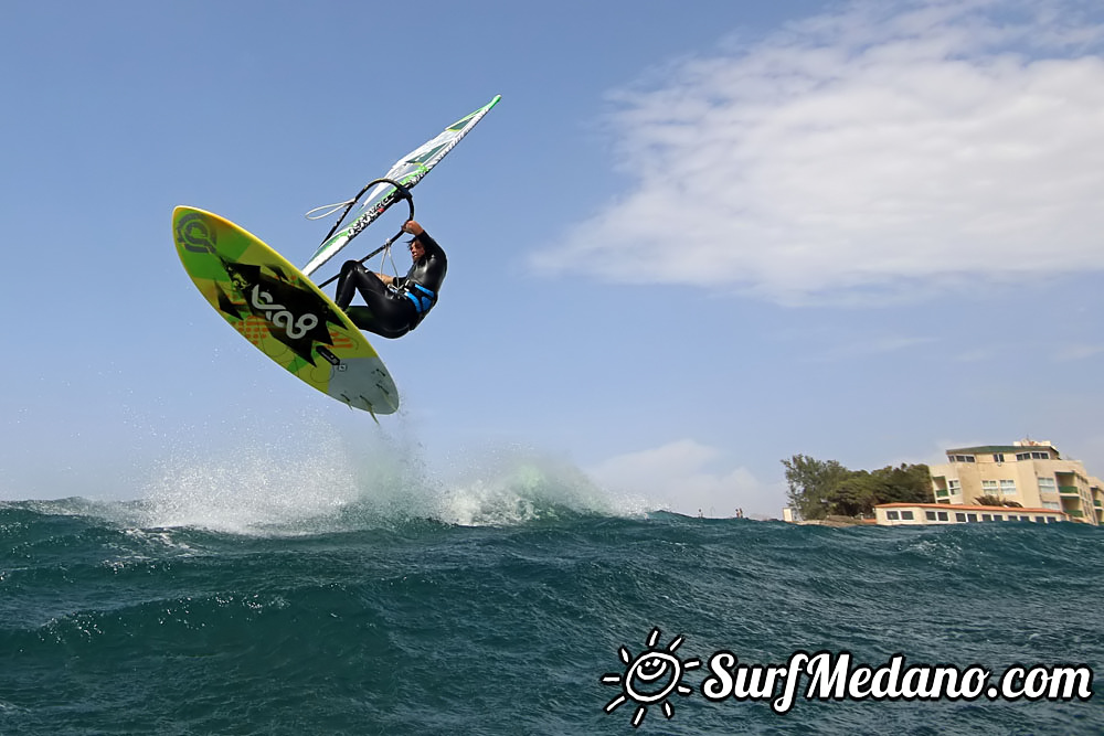 Windsurfing with 30 knots at TWS Playa Sur in El Medano Tenerife 16-09-2017 Tenerife