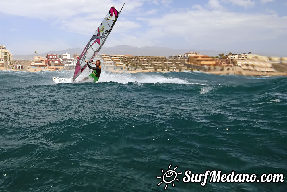 Windsurfing with 30 knots at TWS Playa Sur in El Medano Tenerife 16-09-2017 Tenerife