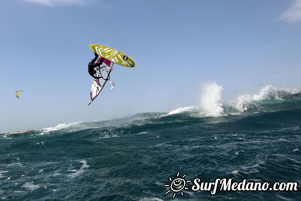 Windsurfing with 30 knots at TWS Playa Sur in El Medano Tenerife 16-09-2017 Tenerife