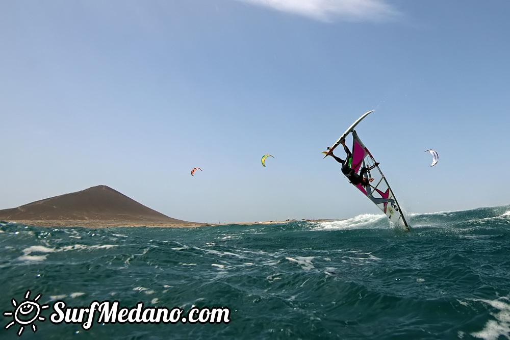 Windsurfing with 30 knots at TWS Playa Sur in El Medano Tenerife 16-09-2017 Tenerife