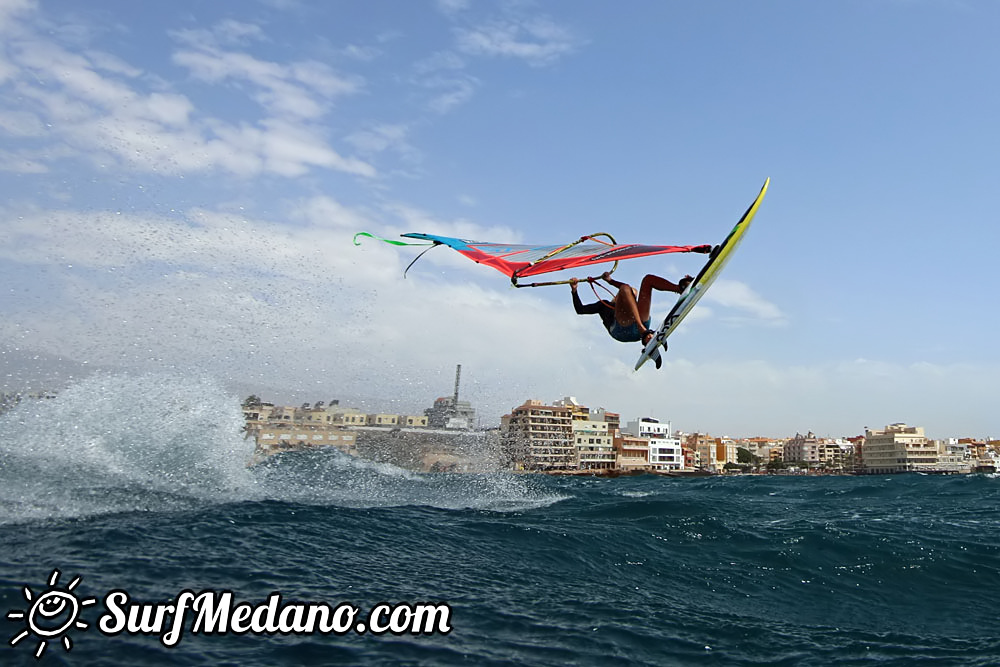 Windsurfing with 30 knots at TWS Playa Sur in El Medano Tenerife 16-09-2017 Tenerife