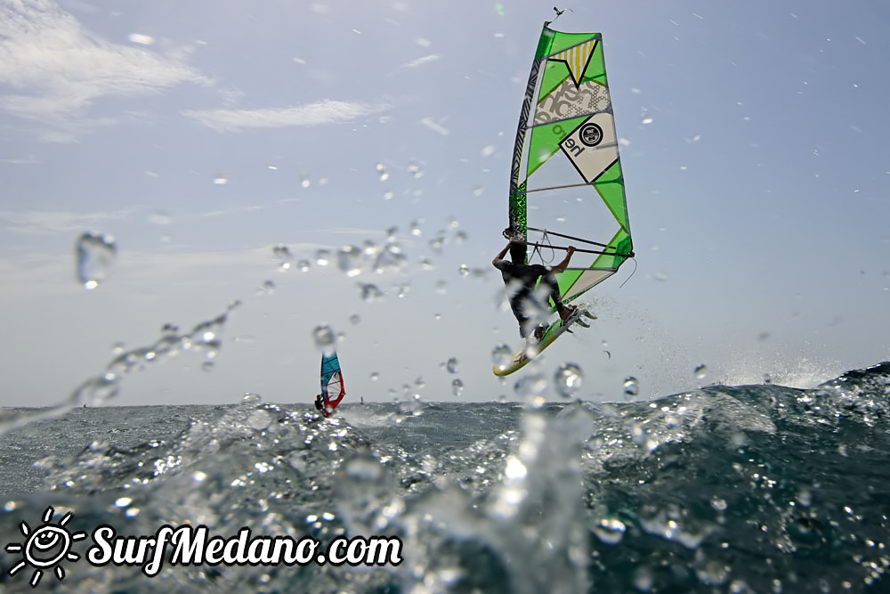 Windsurfing with 30 knots at TWS Playa Sur in El Medano Tenerife 16-09-2017 Tenerife