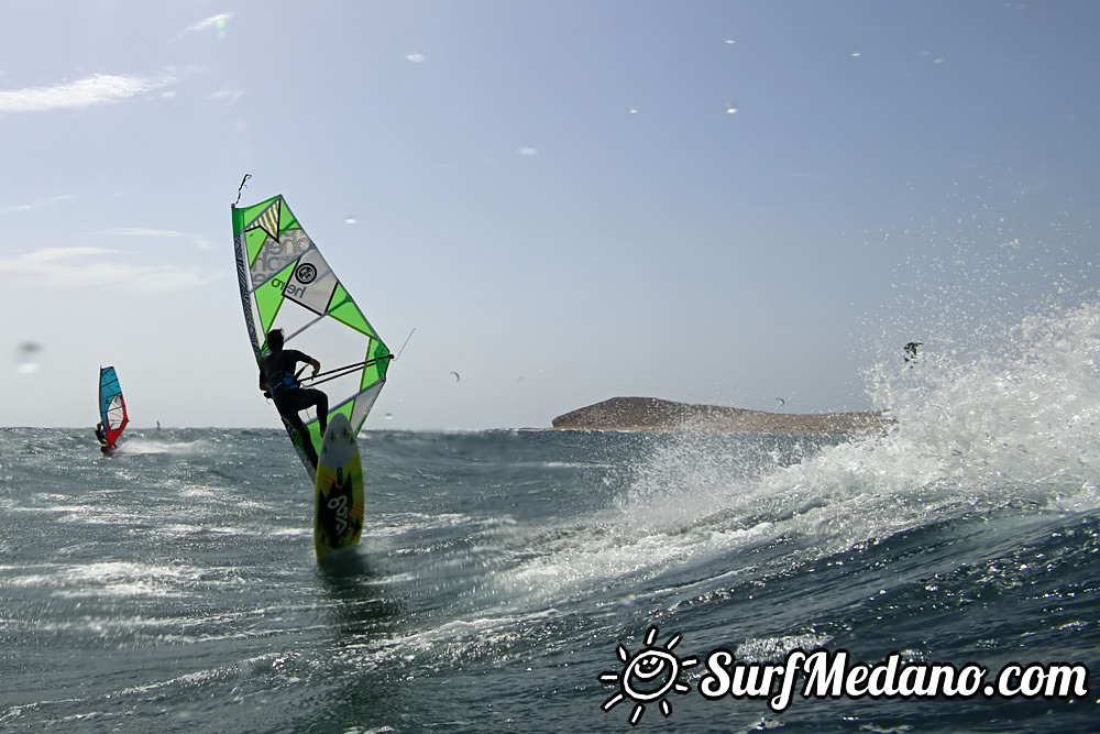 Windsurfing with 30 knots at TWS Playa Sur in El Medano Tenerife 16-09-2017 Tenerife