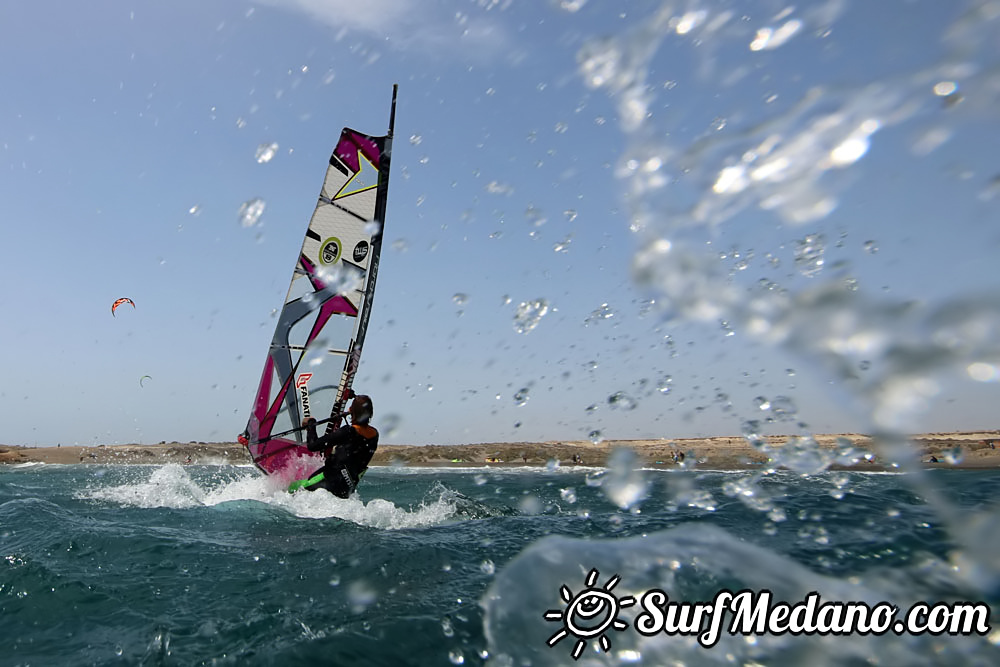 Windsurfing with 30 knots at TWS Playa Sur in El Medano Tenerife 16-09-2017 Tenerife