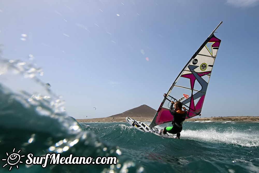 Windsurfing with 30 knots at TWS Playa Sur in El Medano Tenerife 16-09-2017 Tenerife