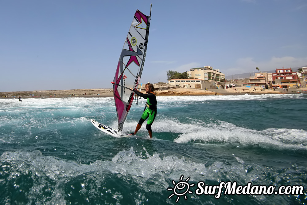 Windsurfing with 30 knots at TWS Playa Sur in El Medano Tenerife 16-09-2017 Tenerife