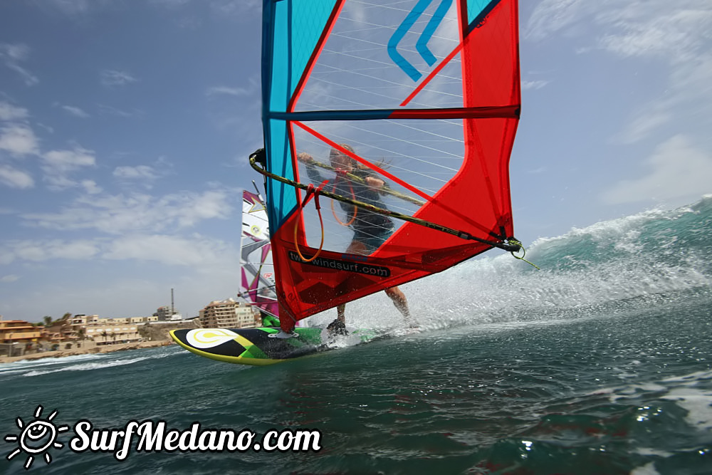 Windsurfing with 30 knots at TWS Playa Sur in El Medano Tenerife 16-09-2017 Tenerife