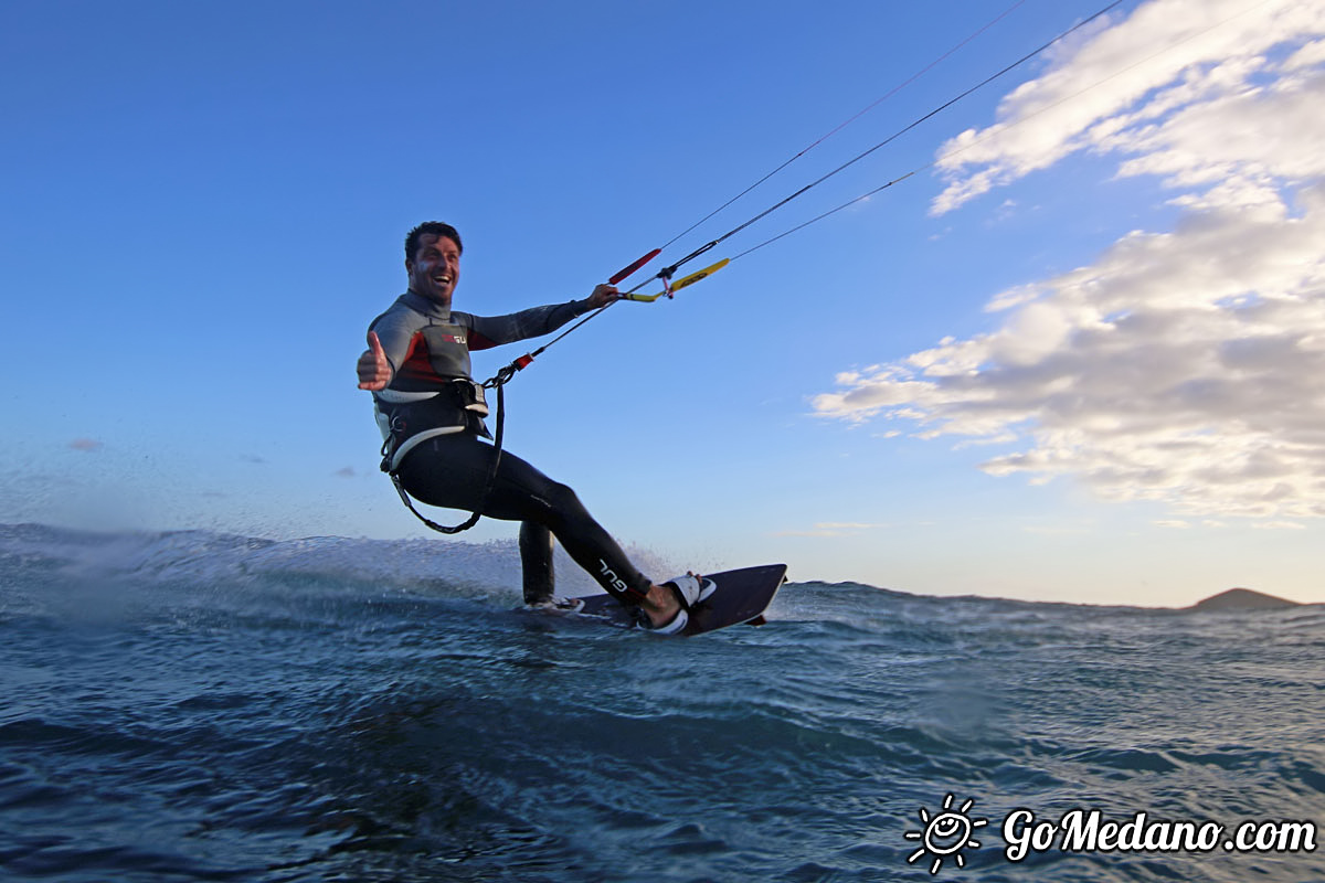 Sunset windsurfing at Harbour Wall in El Medano Tenerife 05-11-2017 Tenerife