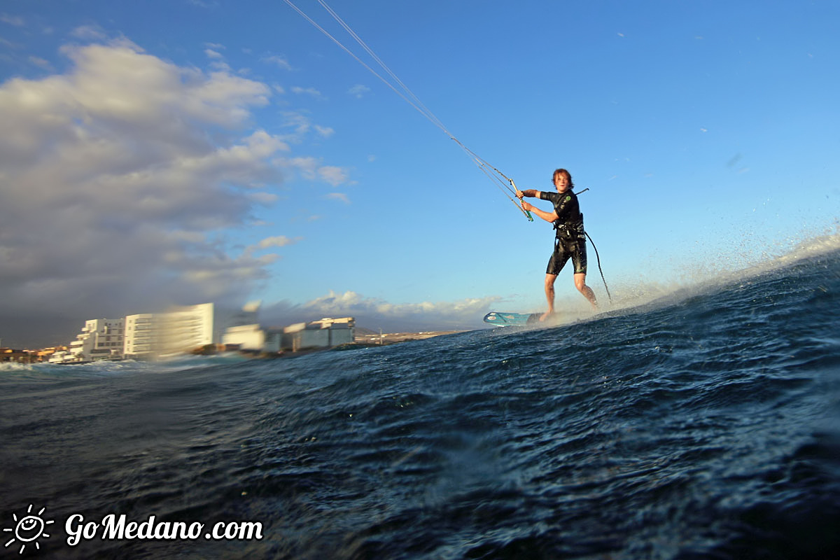 Sunset windsurfing at Harbour Wall in El Medano Tenerife 05-11-2017 Tenerife