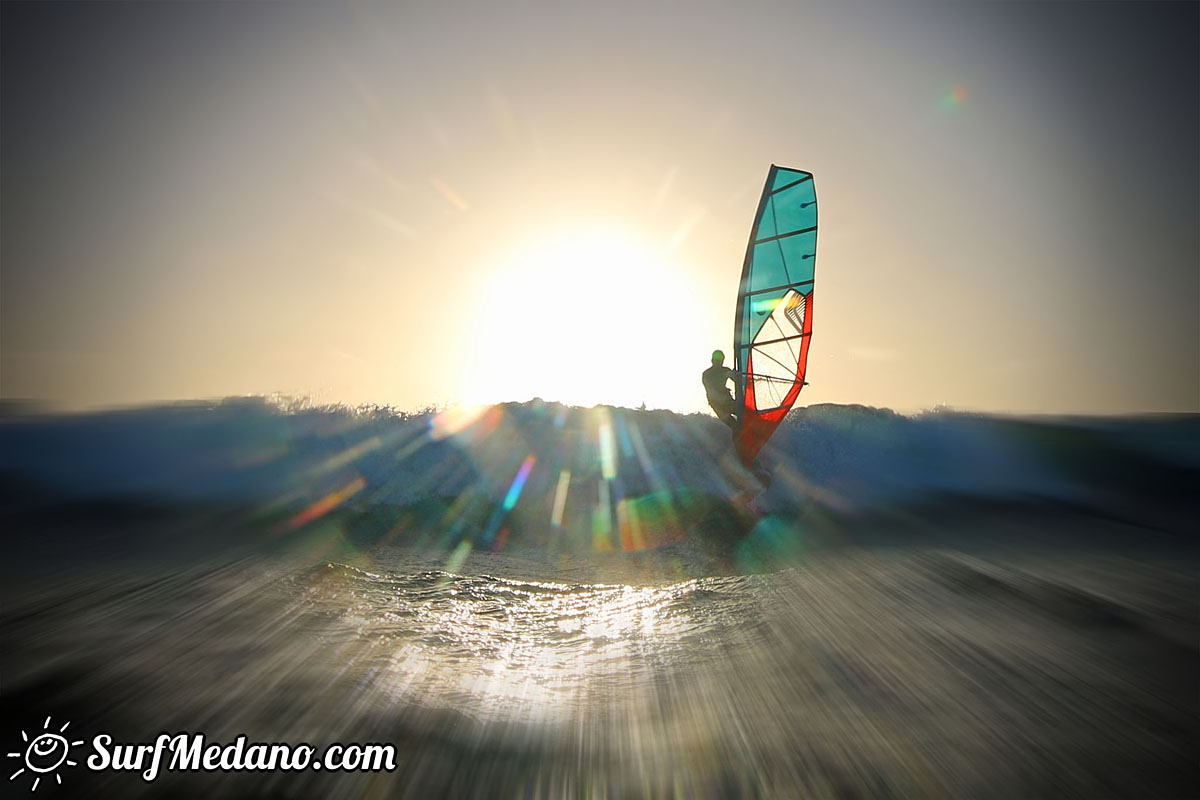 Sunrise windsurfing at Cabezo in El Medano Tenerife 10-11-2017 Tenerife