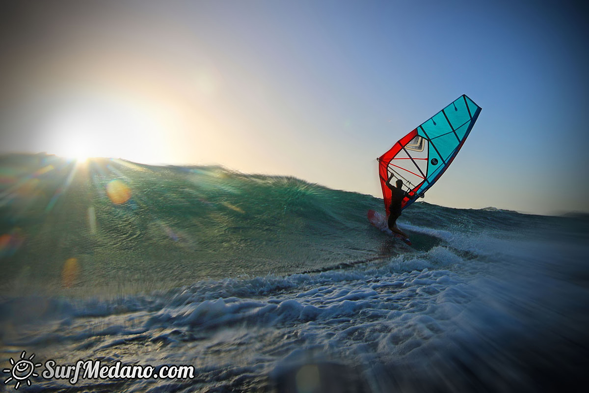 Sunrise windsurfing at Cabezo in El Medano Tenerife 10-11-2017 Tenerife