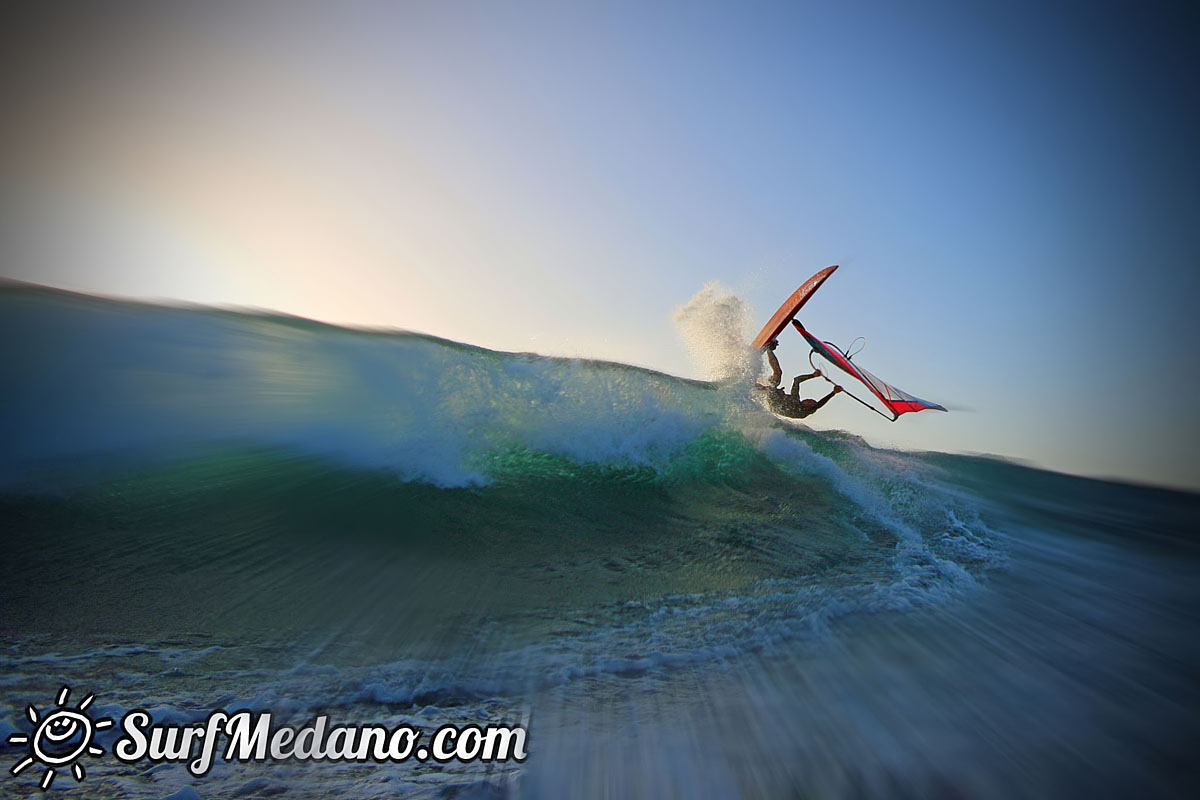 Sunrise windsurfing at Cabezo in El Medano Tenerife 10-11-2017 Tenerife