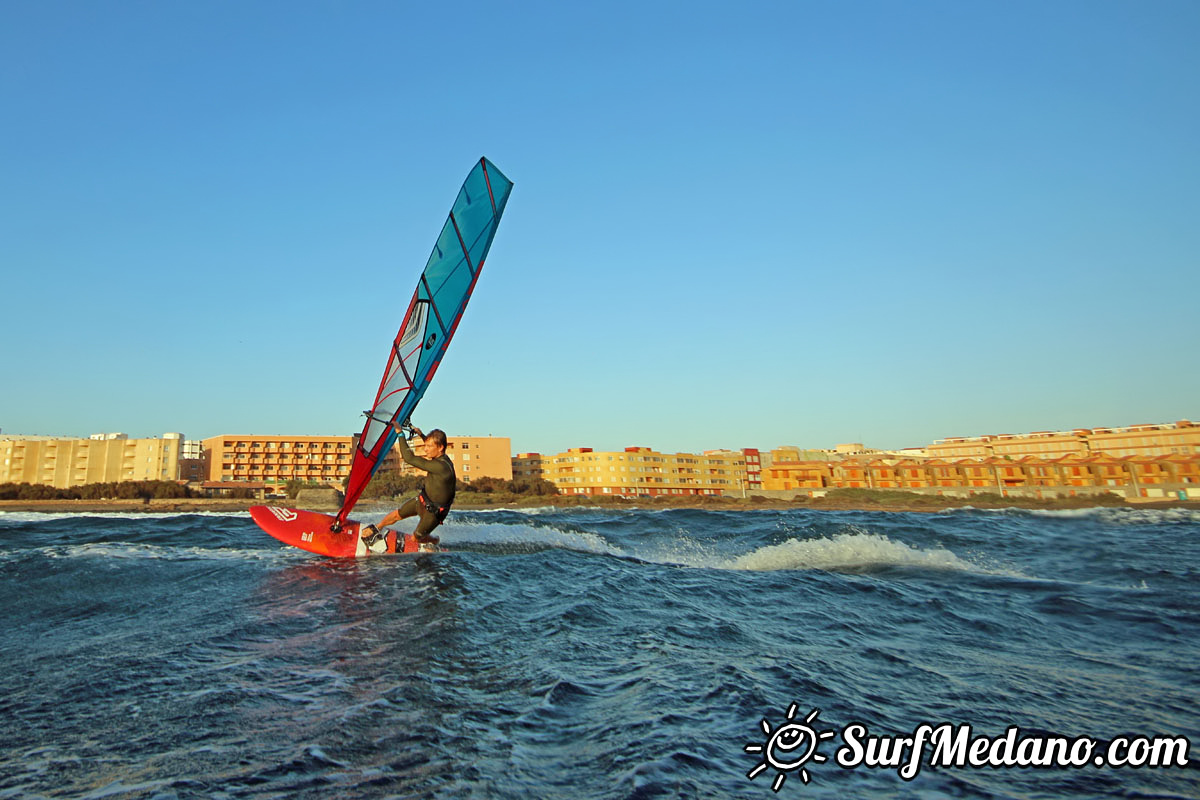 Sunrise windsurfing at Cabezo in El Medano Tenerife 10-11-2017 Tenerife