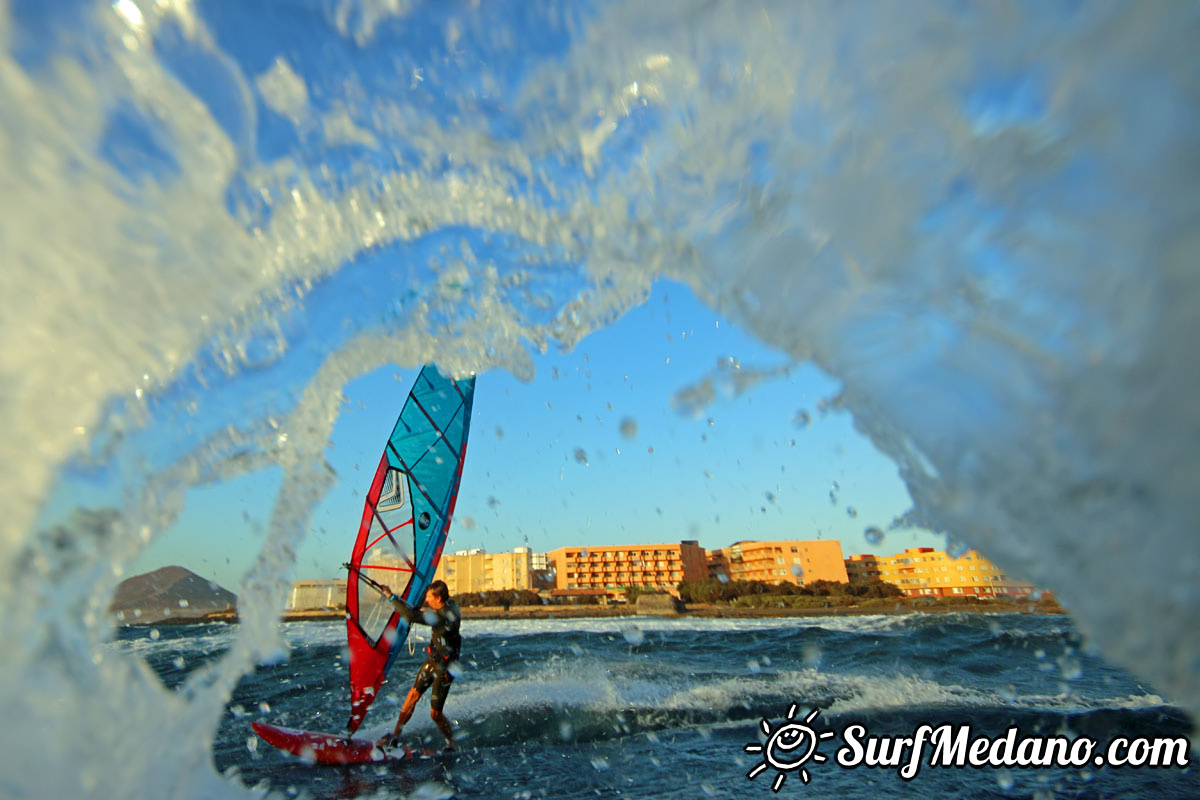 Sunrise windsurfing at Cabezo in El Medano Tenerife 10-11-2017 Tenerife