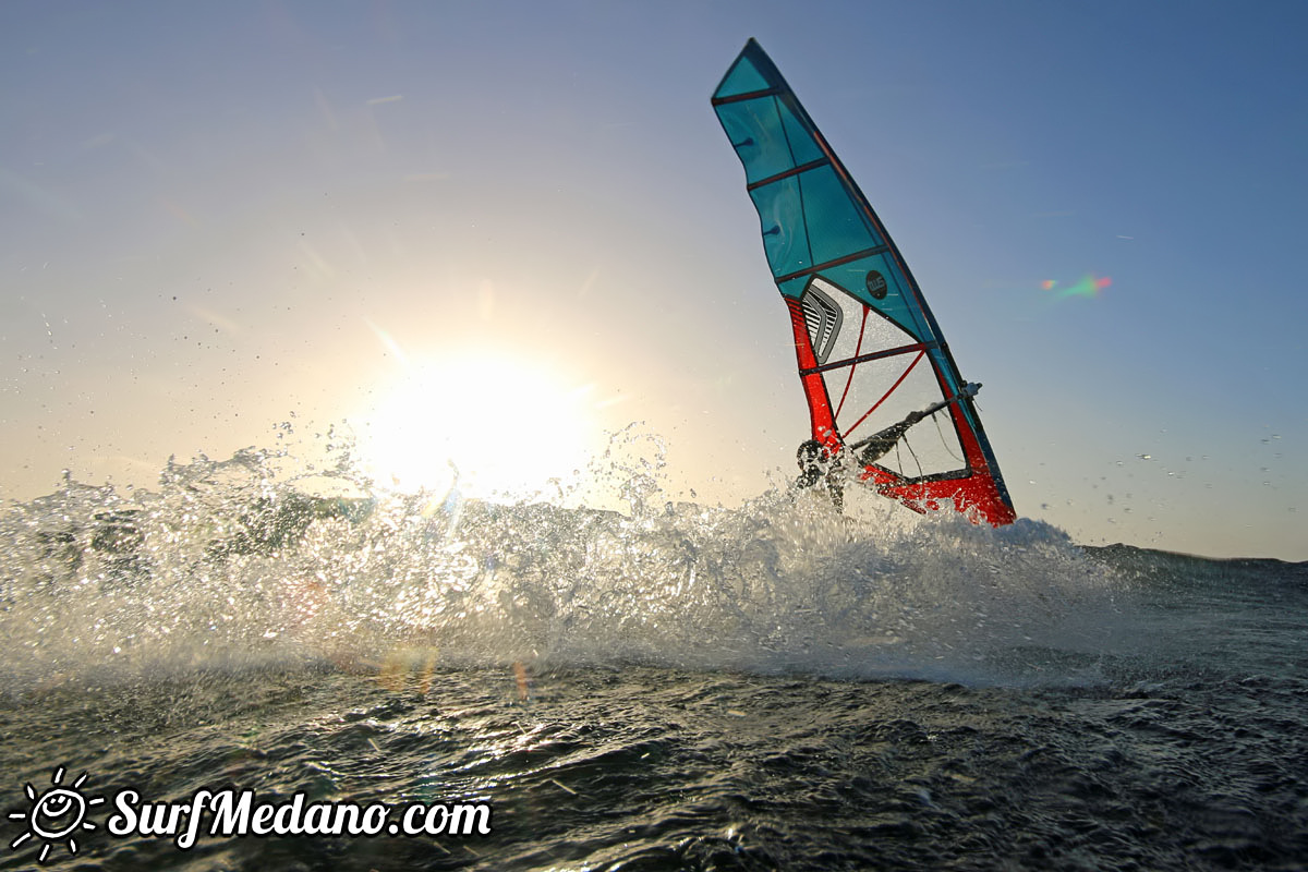 Sunrise windsurfing at Cabezo in El Medano Tenerife 10-11-2017 Tenerife