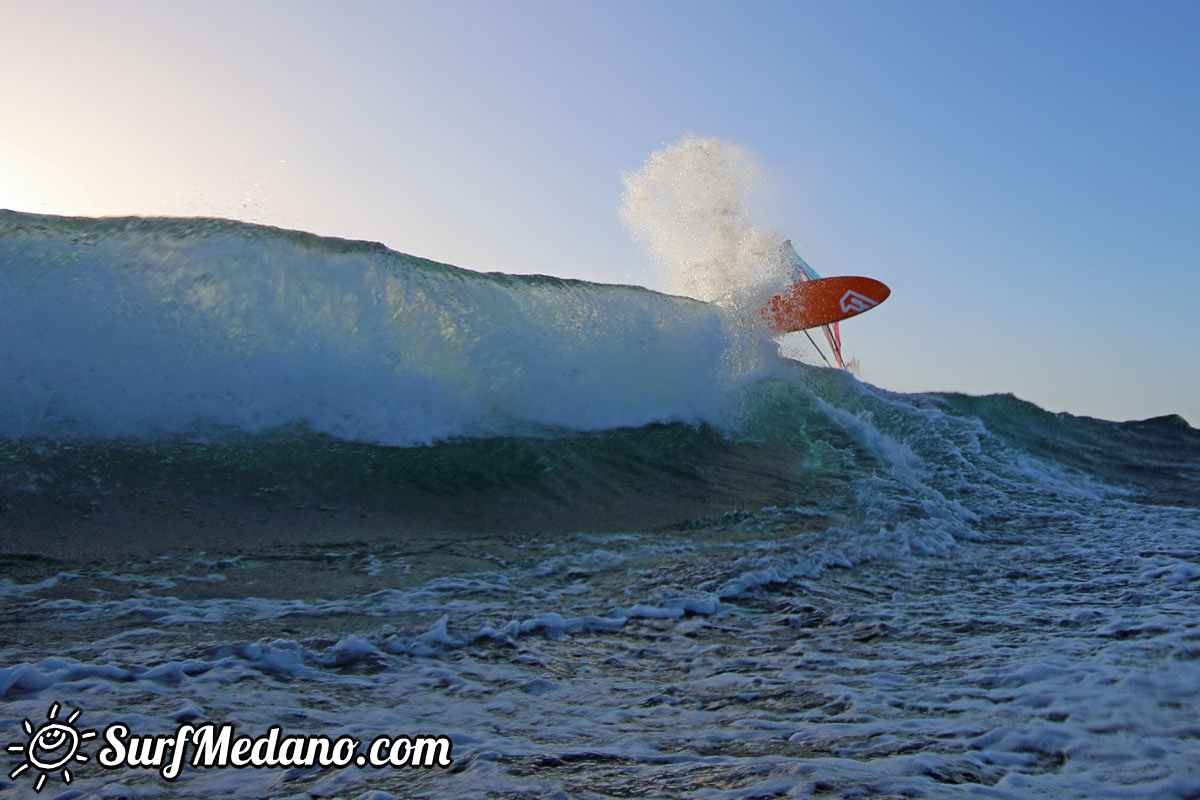 Sunrise windsurfing at Cabezo in El Medano Tenerife 10-11-2017 Tenerife